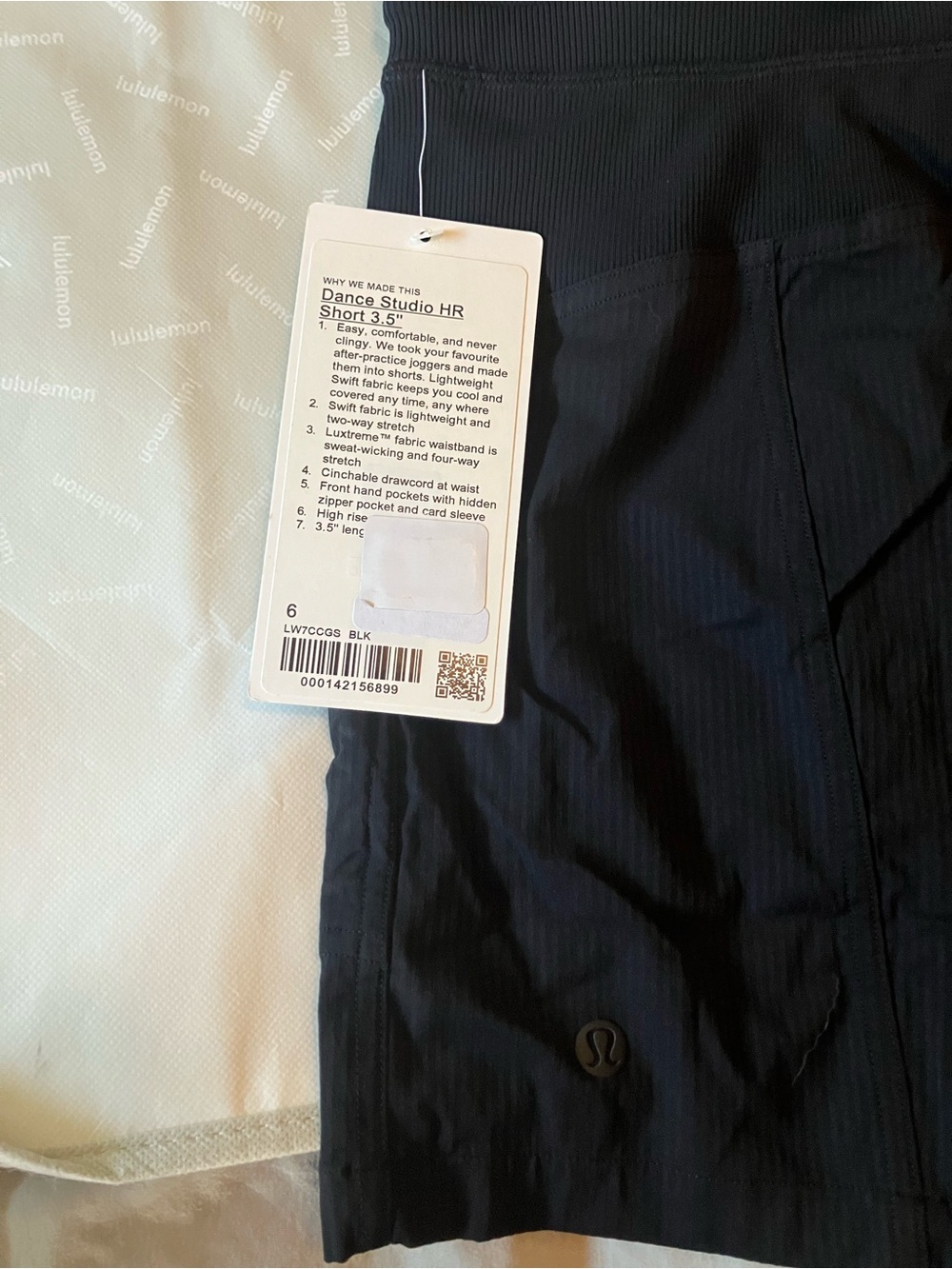 NWT Lululemon Dance Studio High-Rise Shorts 3.5", Sz 6, BLACK - Picture 5 of 5